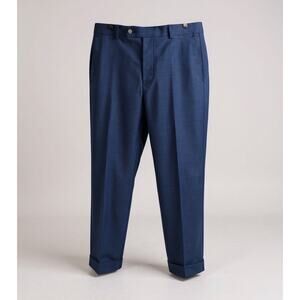 Samuelsohn 100% Wool Pants Flat Front Super 150s Blue Trousers Men's Size 36